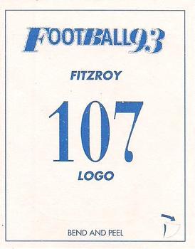 1993 Select AFL Stickers #107 Fitzroy Lions Back